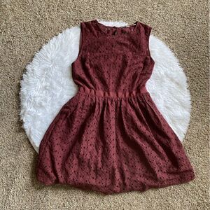 Jack Wills Dress Lined Burgundy Elastic Waist Womens Size 6